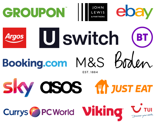 Logos for M & S Boden Sky Curry Argos and lots of other companies who are linked with Easy Fundraising